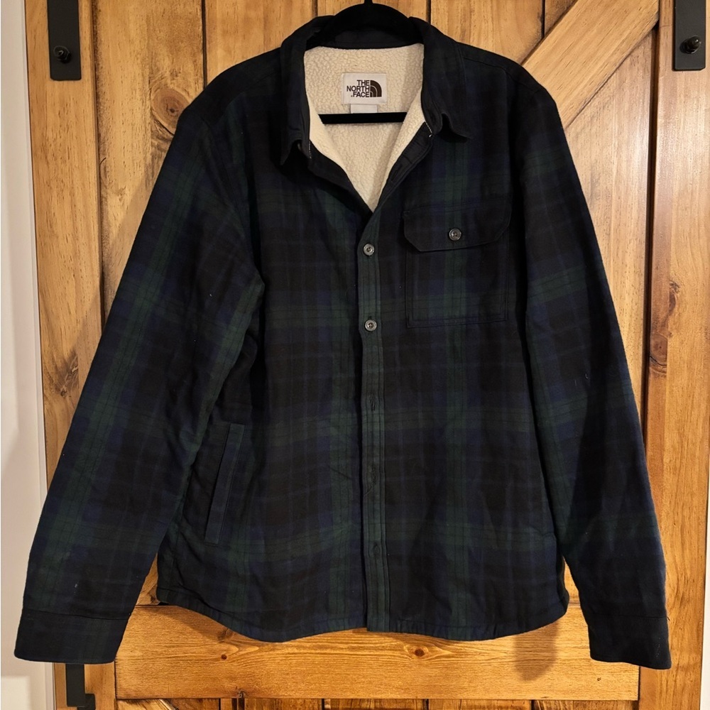 The North Face Men’s Campshire Jacket Button Up Plaid Fleece Lined Large